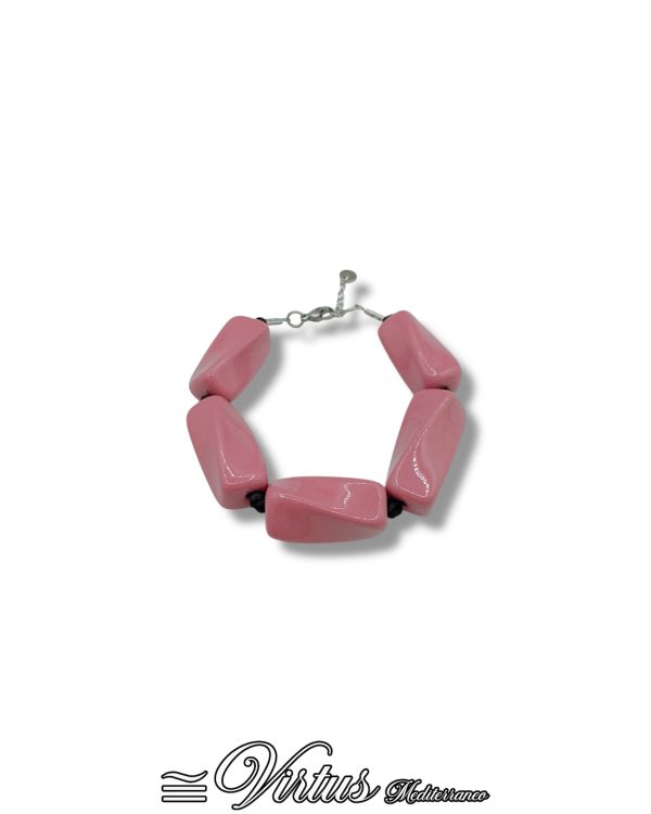 Bracciale a Torciglioni Rosa Virtus Mediterraneo: Ceramica e Acciaio Preziosi