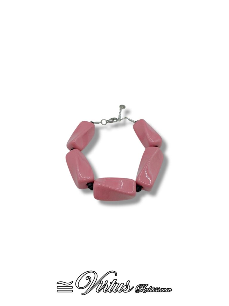 Bracciale a Torciglioni Rosa Virtus Mediterraneo: Ceramica e Acciaio Preziosi