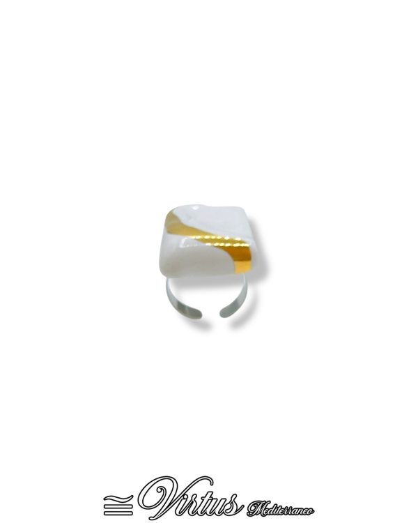 Anello Virtus Mediterraneo: Ceramica Multicolor e Oro, Eleganza Artigianale