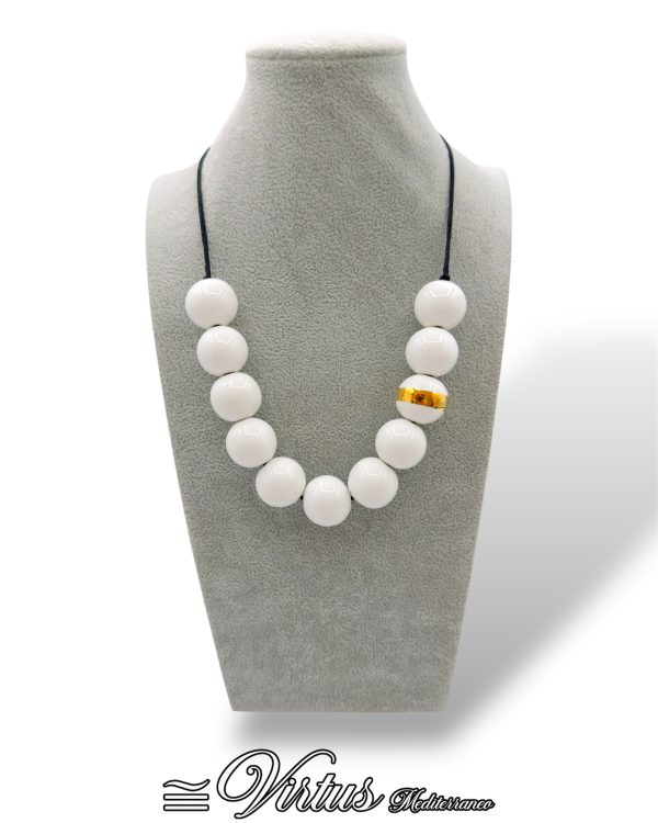 Collana Virtus Mediterraneo: Sfere Multicolore in Oro e Ceramica