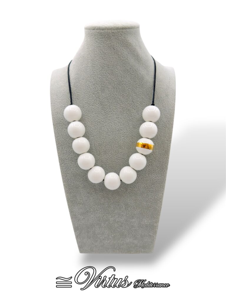 Collana Virtus Mediterraneo: Sfere Multicolore in Oro e Ceramica