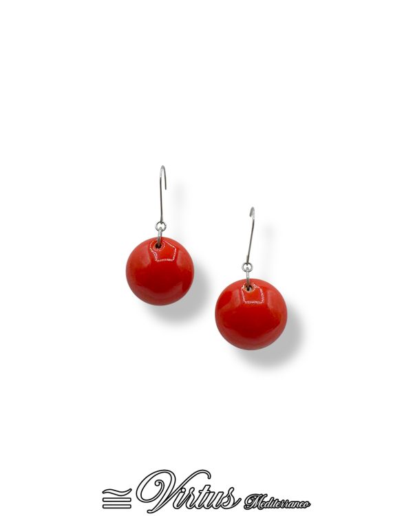Orecchini Virtus Mediterraneo: Sfera Rosso Ceramica Artigianale