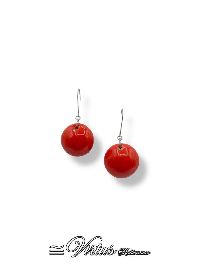 Orecchini Virtus Mediterraneo: Sfera Rosso Ceramica Artigianale