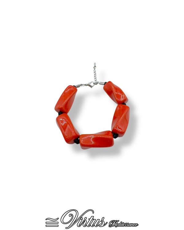 Bracciale a Torciglioni Rosso Virtus Mediterraneo: Eleganza Artigianale
