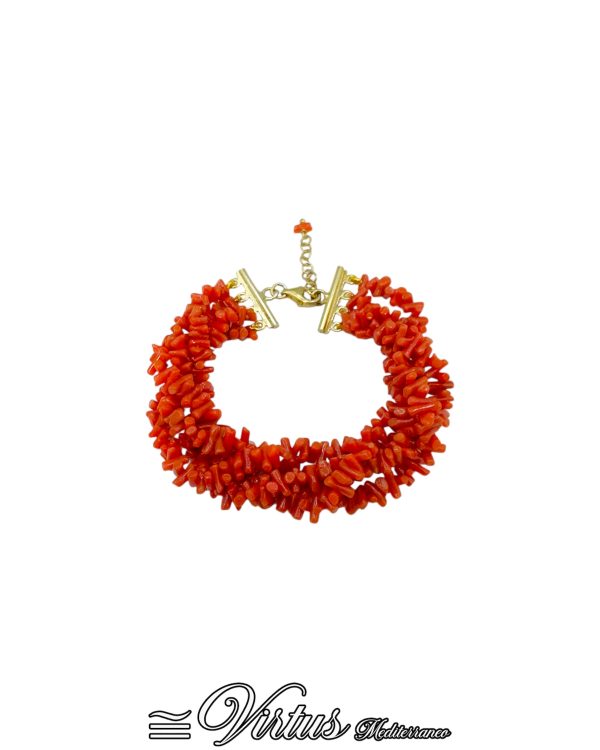 Bracciale Corallo Sciacca Virtus Mediterraneo: Eleganza Artigianale a Quattro Fili