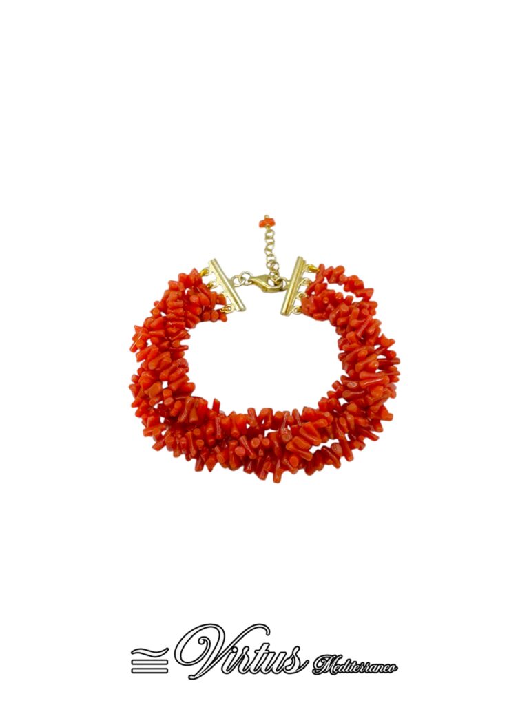 Bracciale Corallo Sciacca Virtus Mediterraneo: Eleganza Artigianale a Quattro Fili