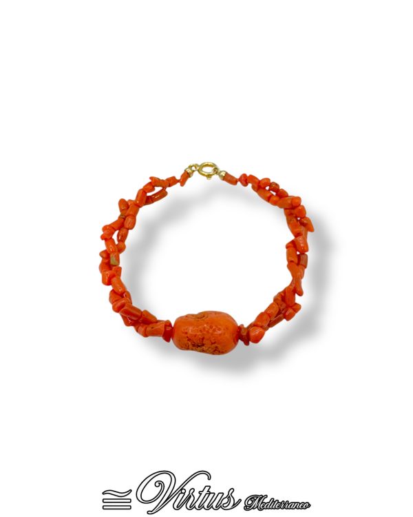 Bracciale Virtus Mediterraneo: Corallo Sciacca Artigianale, Argento 925
