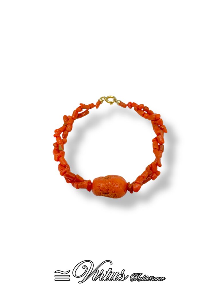 Bracciale Virtus Mediterraneo: Corallo Sciacca Artigianale, Argento 925