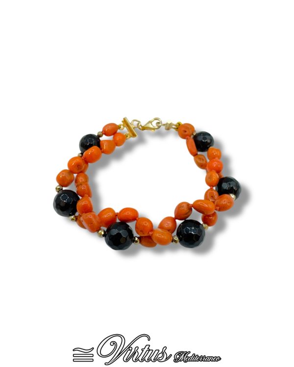 Bracciale Virtus Mediterraneo: Corallo Sciacca, Ematite e Onice