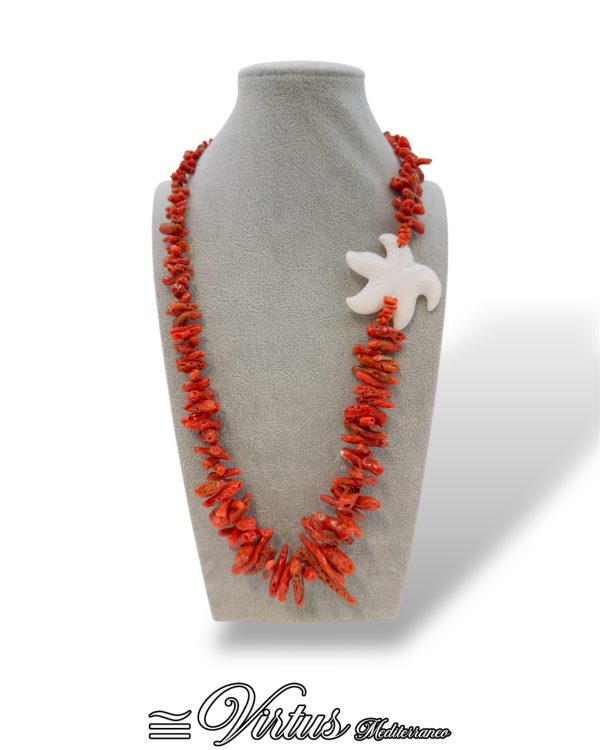 Collana Virtus Mediterraneo: Corallo Sciacca e Madreperla Stellare