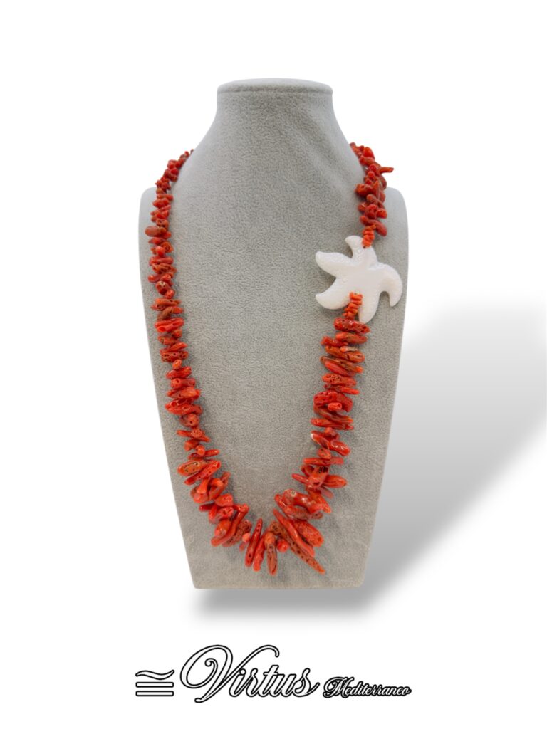 Collana Virtus Mediterraneo: Corallo Sciacca e Madreperla Stellare