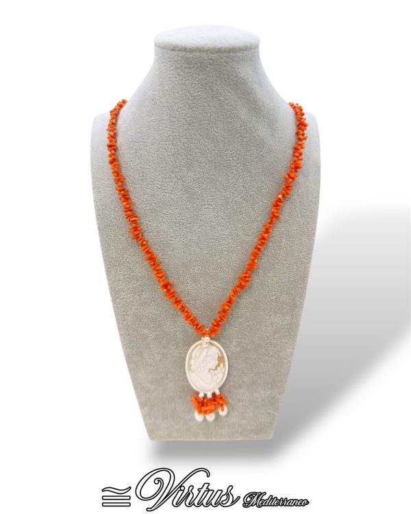 Collana Virtus Mediterraneo Corallo Sciacca e Cammeo: Eleganza Intramontabile