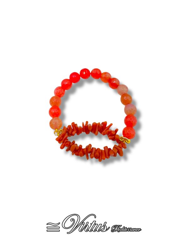 Bracciale Elastico Virtus Mediterraneo: Corallo Sciacca e Agata Rossa