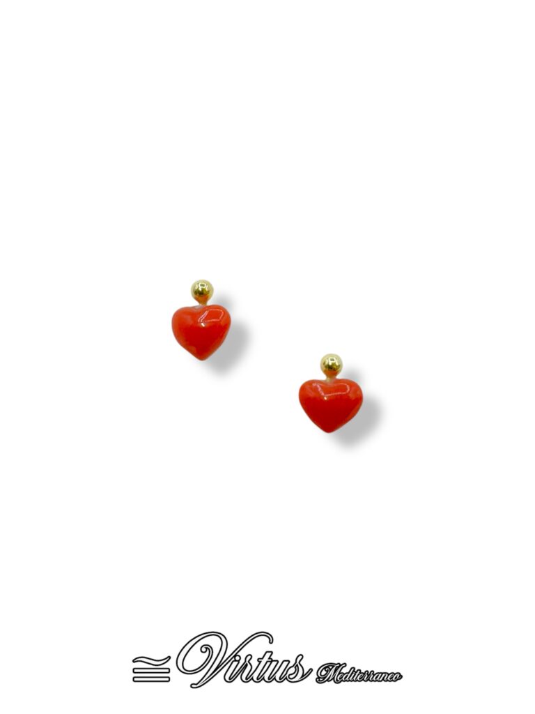 Orecchini Cuore Corallo Sciacca e Oro 750% | Virtus Mediterraneo