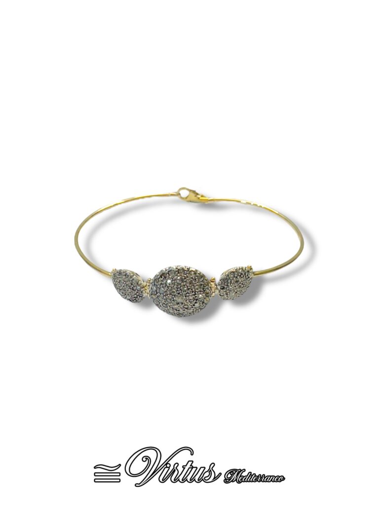 Bracciale Artigianale Virtus Mediterraneo: Toppa Siciliana in Oro e Diamanti