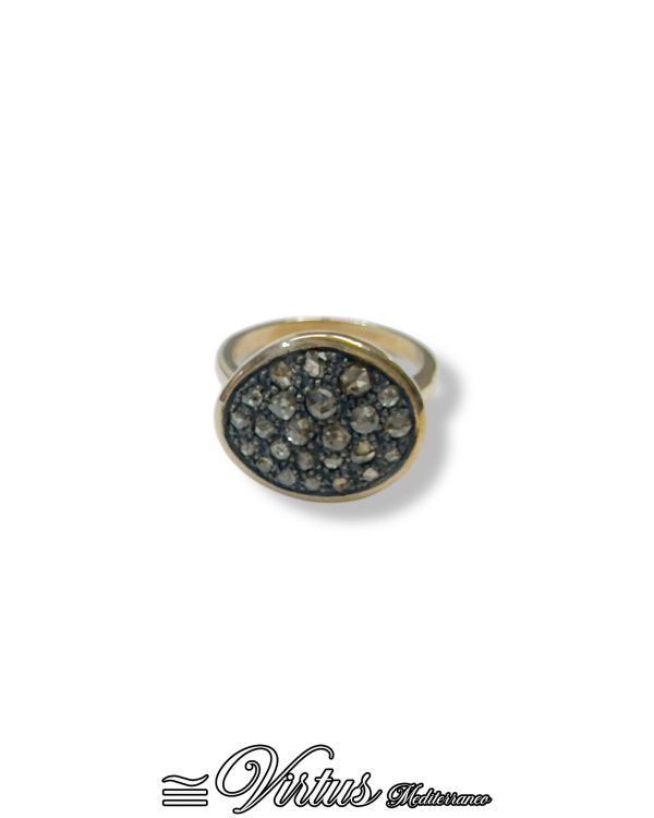 Anello Toppa Siciliana Virtus Mediterraneo in Oro e Diamanti Rosette