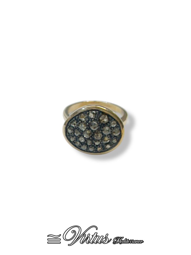 Anello Toppa Siciliana Virtus Mediterraneo in Oro e Diamanti Rosette