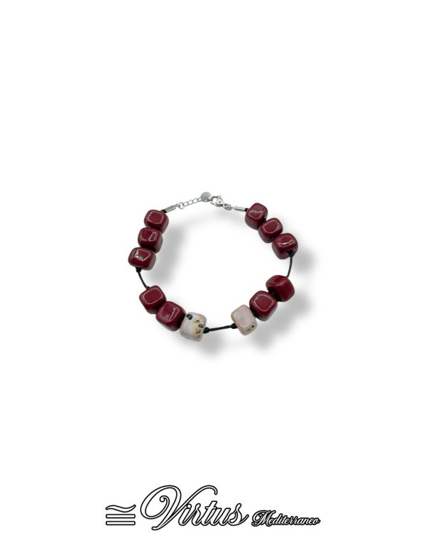 Bracciale Uomo Virtus Mediterraneo: Dadi Rossi in Ceramica e Acciaio