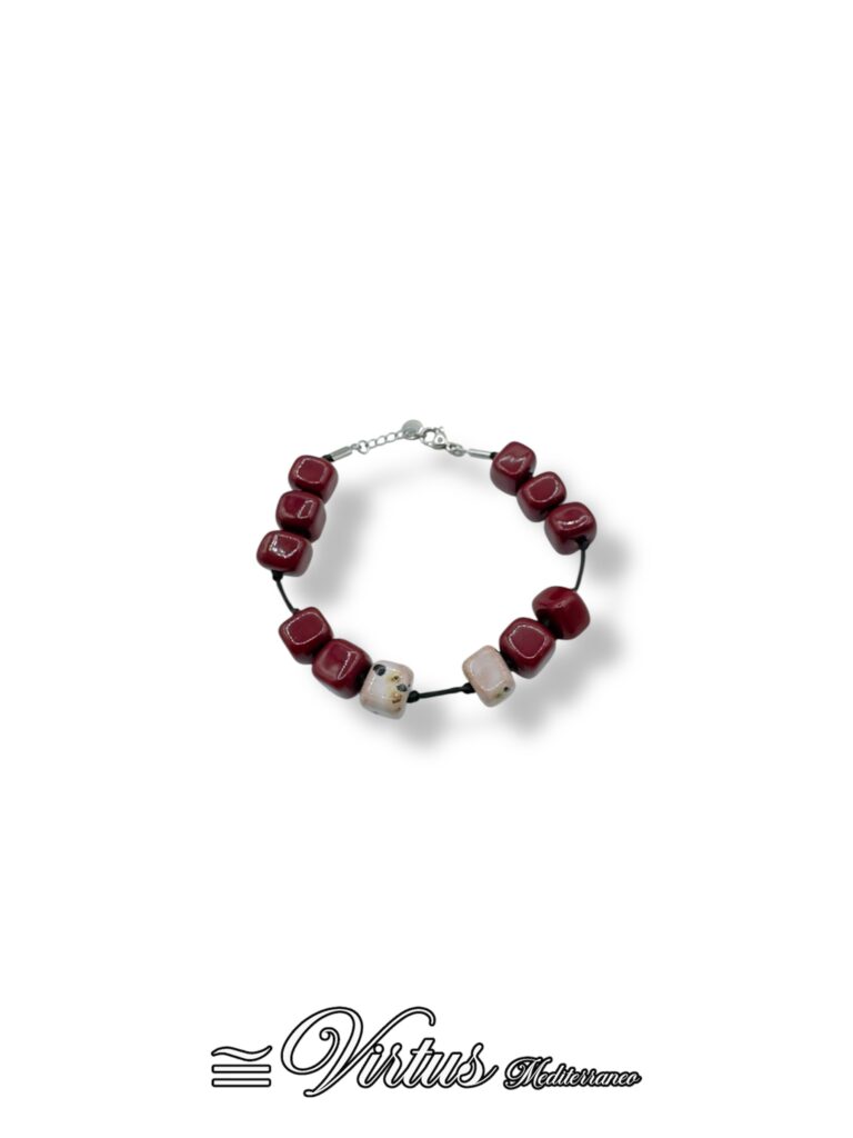 Bracciale Uomo Virtus Mediterraneo: Dadi Rossi in Ceramica e Acciaio