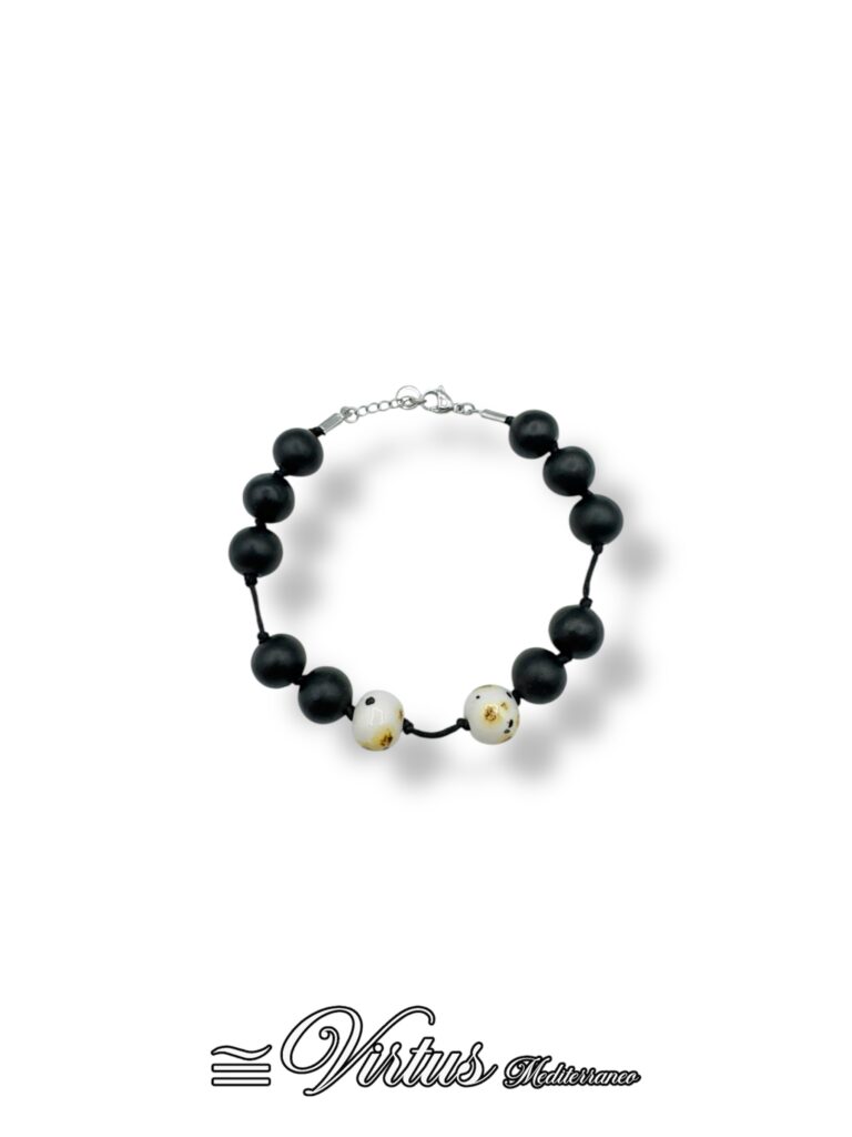 Bracciale Uomo Nero Virtus Mediterraneo: Ceramica e Acciaio Preziosi