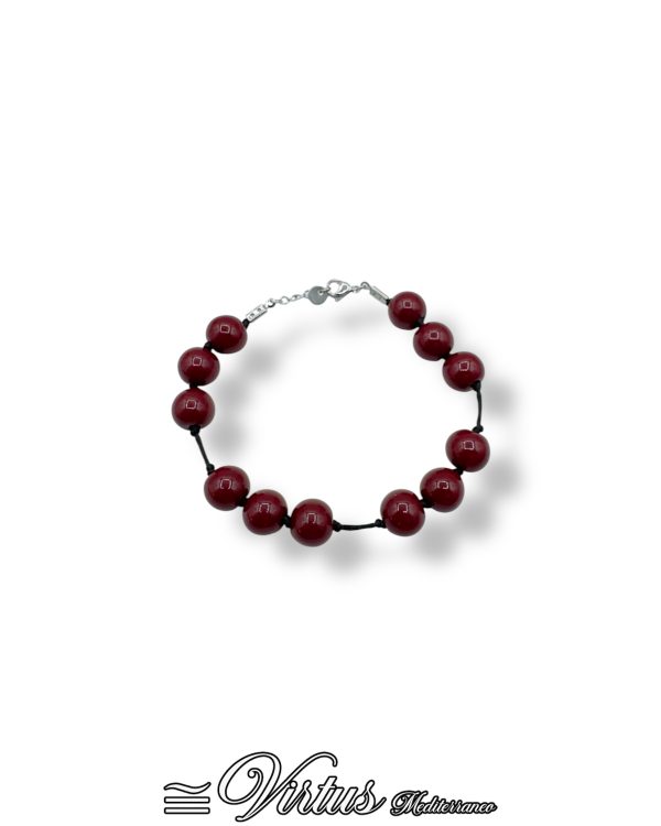 Bracciale Uomo Rosso Virtus Mediterraneo: Ceramica Artigianale e Acciaio