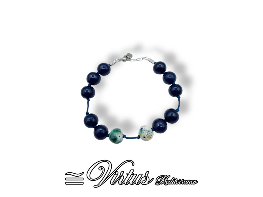 Bracciale Virtus Mediterraneo Uomo Ceramica Blu Scuro: Eleganza Artigianale