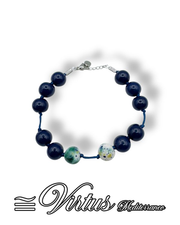 Bracciale Virtus Mediterraneo Uomo Ceramica Blu Scuro: Eleganza Artigianale