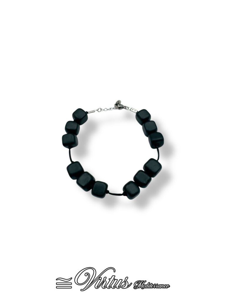Bracciale a Dadi Nero Virtus Mediterraneo: Eleganza Maschile in Ceramica