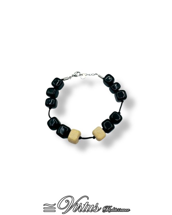 Bracciale a Dadi Nero Virtus Mediterraneo: Eleganza Maschile in Ceramica