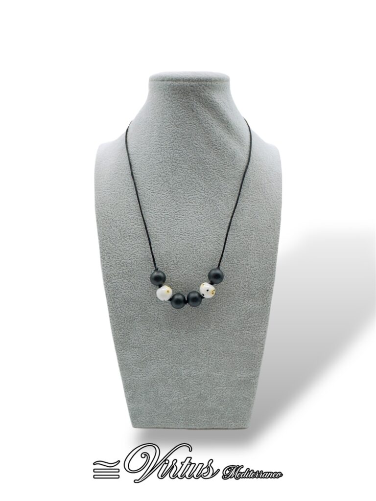 Collana Girocollo Uomo Nera Virtus Mediterraneo: Ceramica e Acciaio