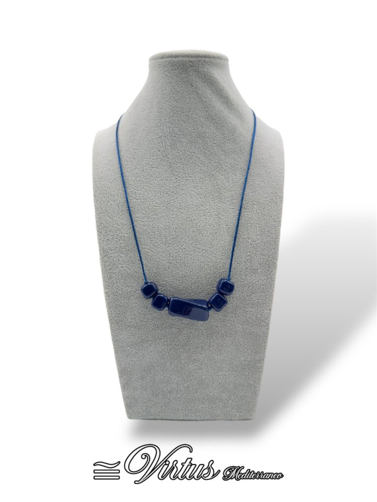 Collana Uomo Virtus Mediterraneo: Torciglioni Blu Scuro e Acciaio