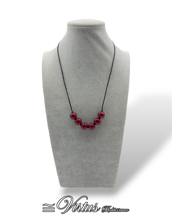 Collana Girocollo Uomo Rosso Virtus Mediterraneo: Ceramica Artigianale e Acciaio