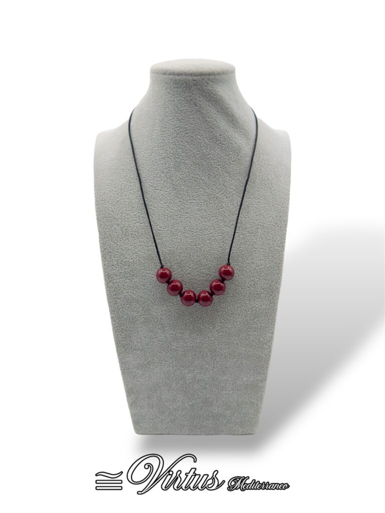 Collana Girocollo Uomo Rosso Virtus Mediterraneo: Ceramica Artigianale e Acciaio