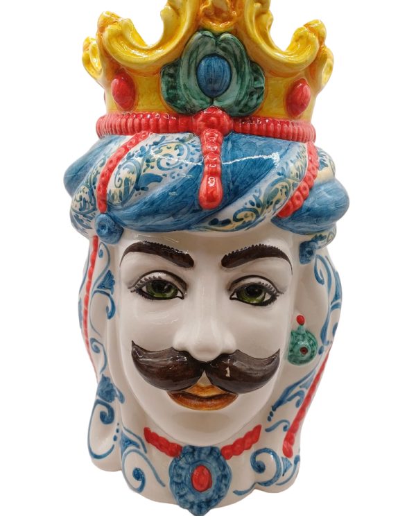 Virtus Mediterraneo: Testa di Moro Uomo a Colori in Ceramica Artigianale