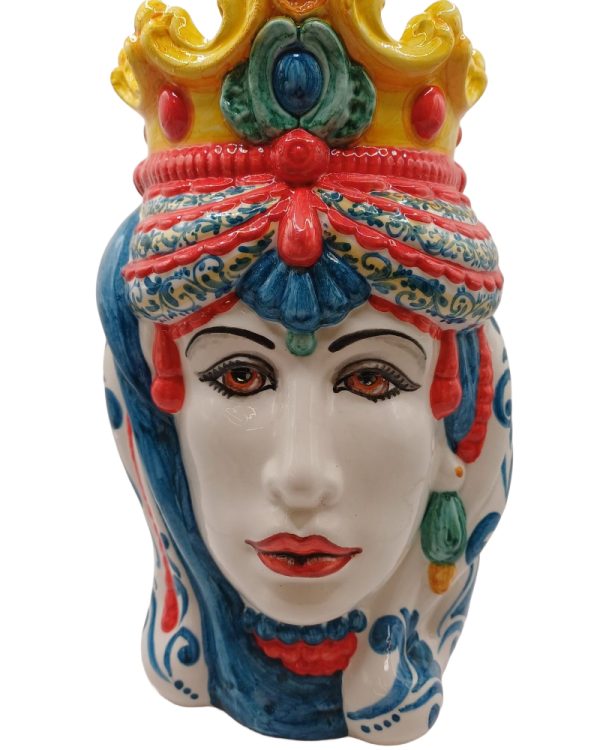 Virtus Mediterraneo: Testa di Moro Donna a Colori in Ceramica Artigianale