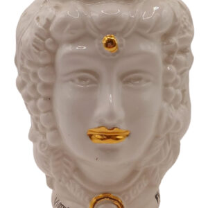 Virtus Mediterraneo: Testa di Moro Doppio Volto Uomo e Donna Oro e Bianco in Ceramica Artigianale