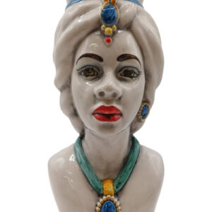 Virtus Mediterraneo: Testa di Moro Donna Bianco e Multicolore in Ceramica Artigianale