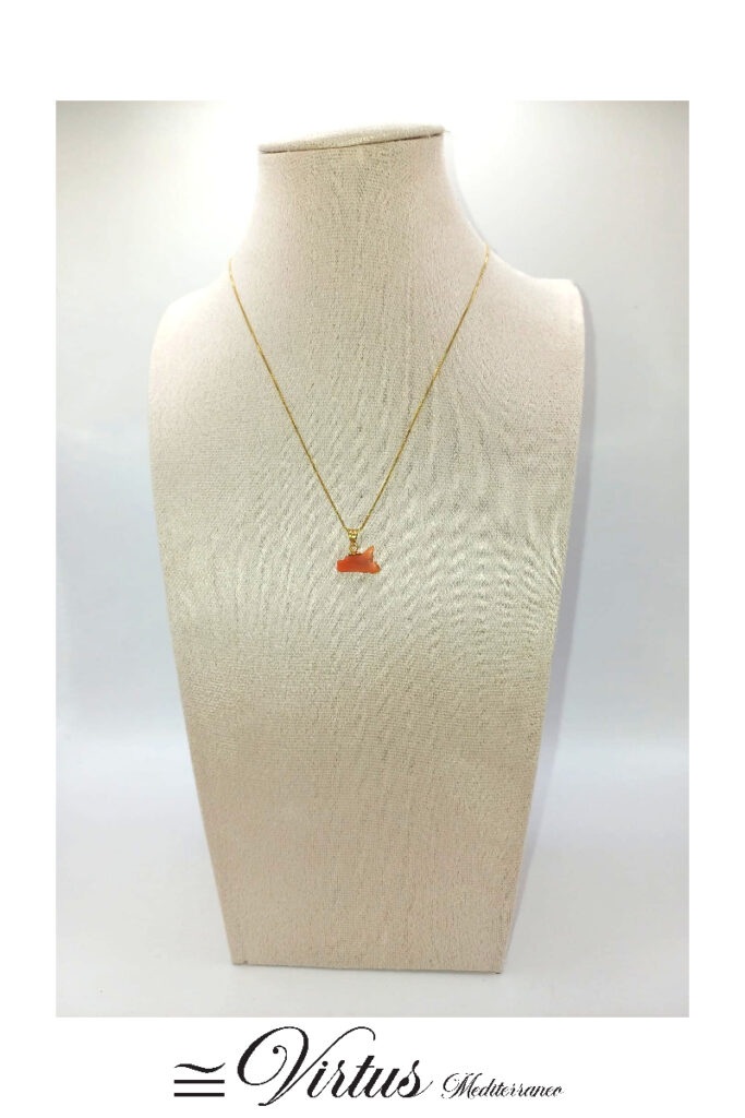 Collana con Sicilia in corallo e collana in argento 925