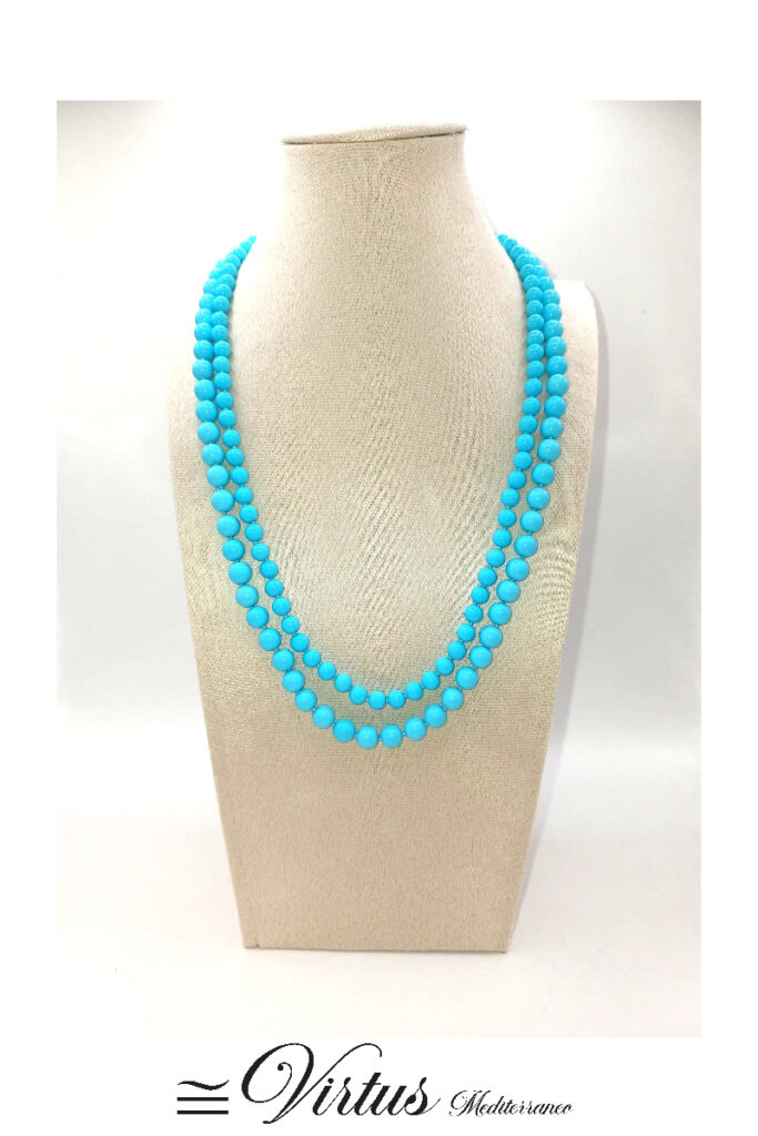 Collana a due fili Pasta Turchese e chiusura in argento 925