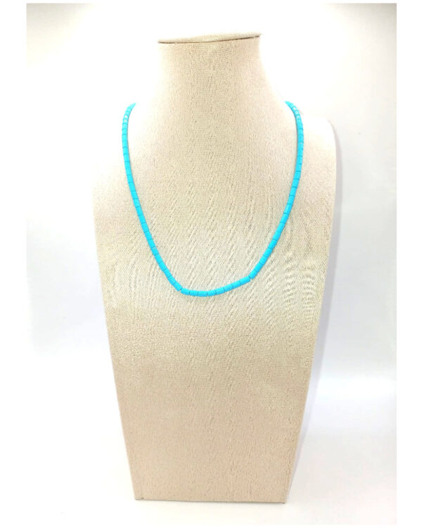 Collana un filo di Pasta Turchese a cannette con chiusura in oro 750