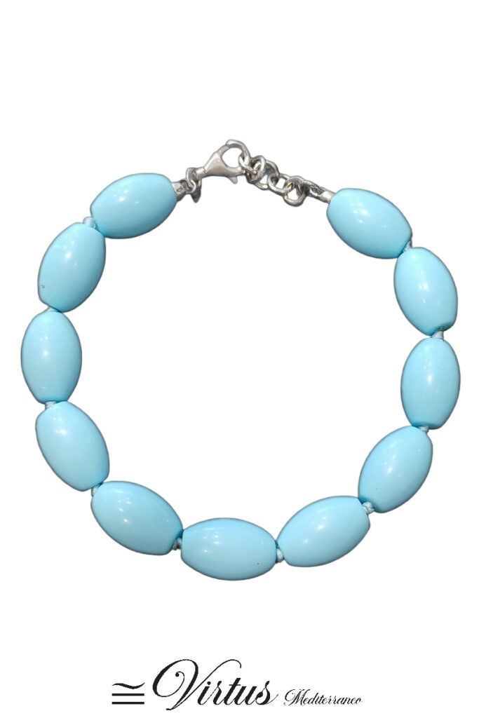 Bracciale con ovali in Pasta Turchese e chiusura argento 925