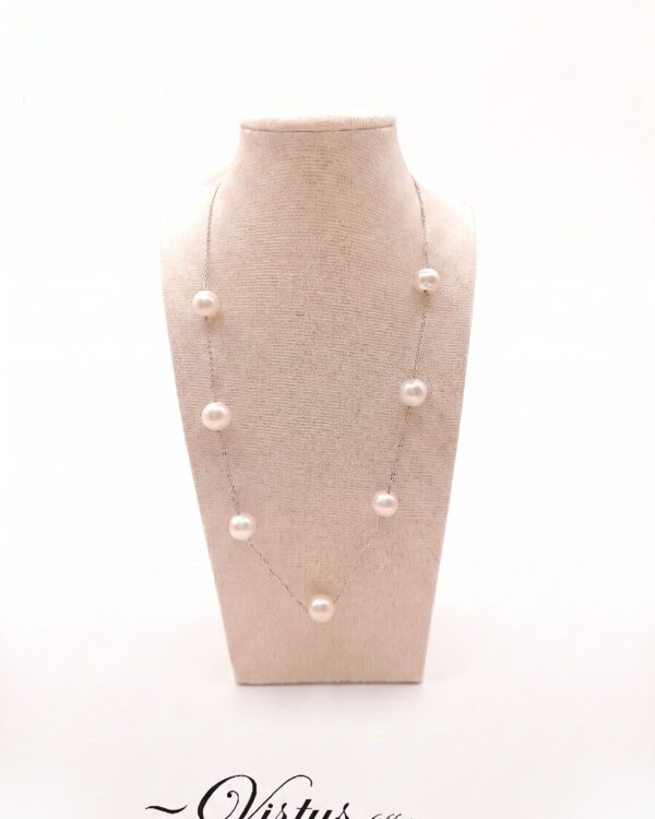 Collana artigianale in oro bianco 18 carati con perle di acqua dolce